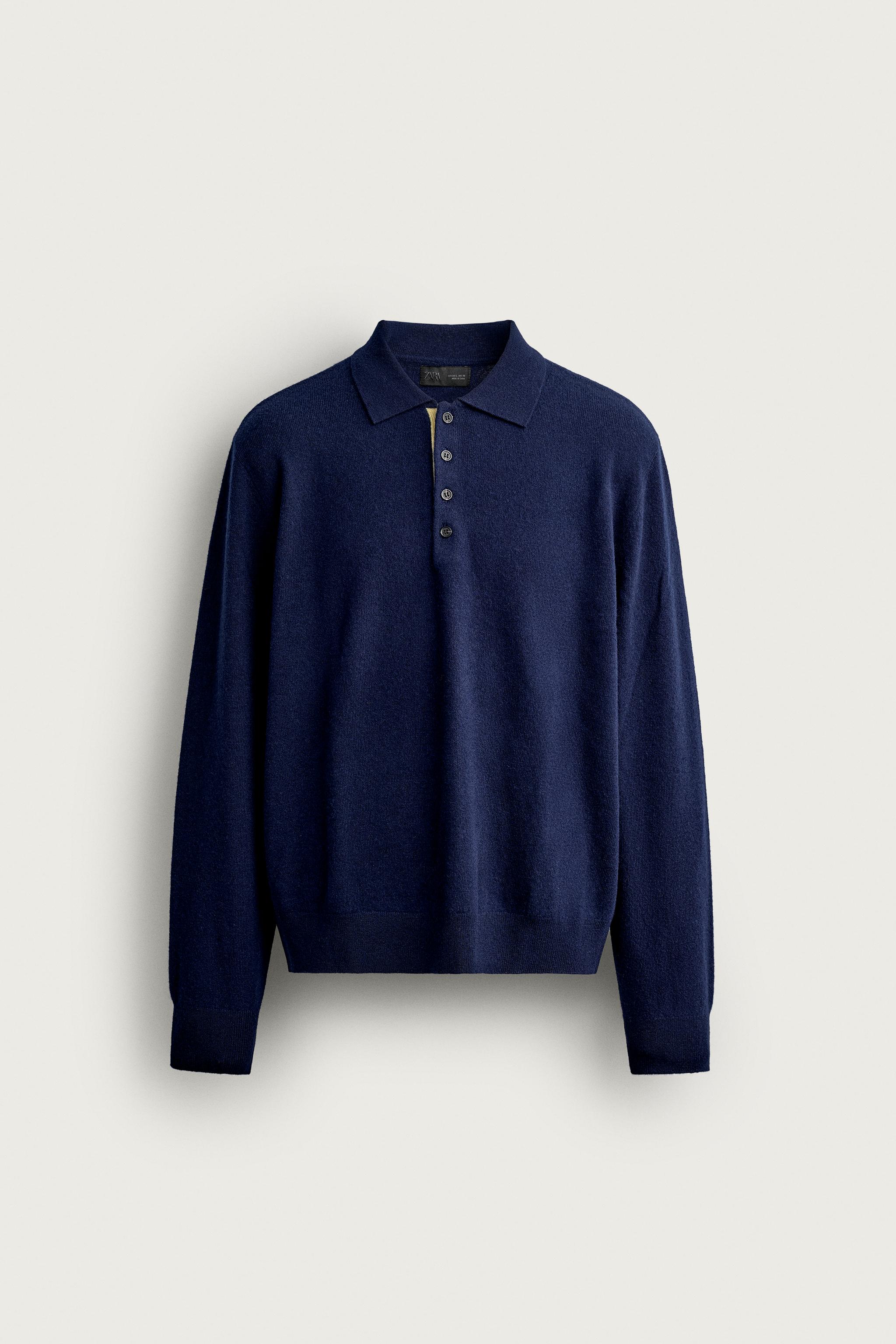 POLO EN MAILLE 100 % LAINE CONTRASTE