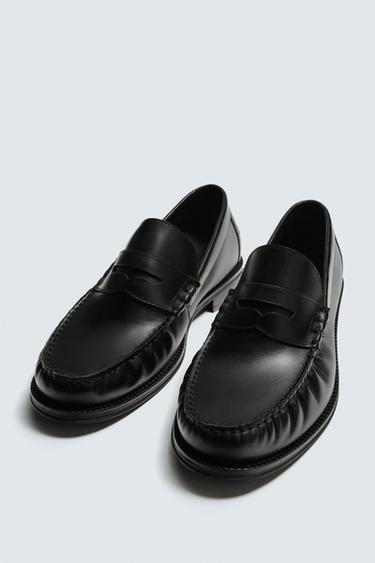 LEATHER PENNY LOAFERS - Black by Zara - Image 4