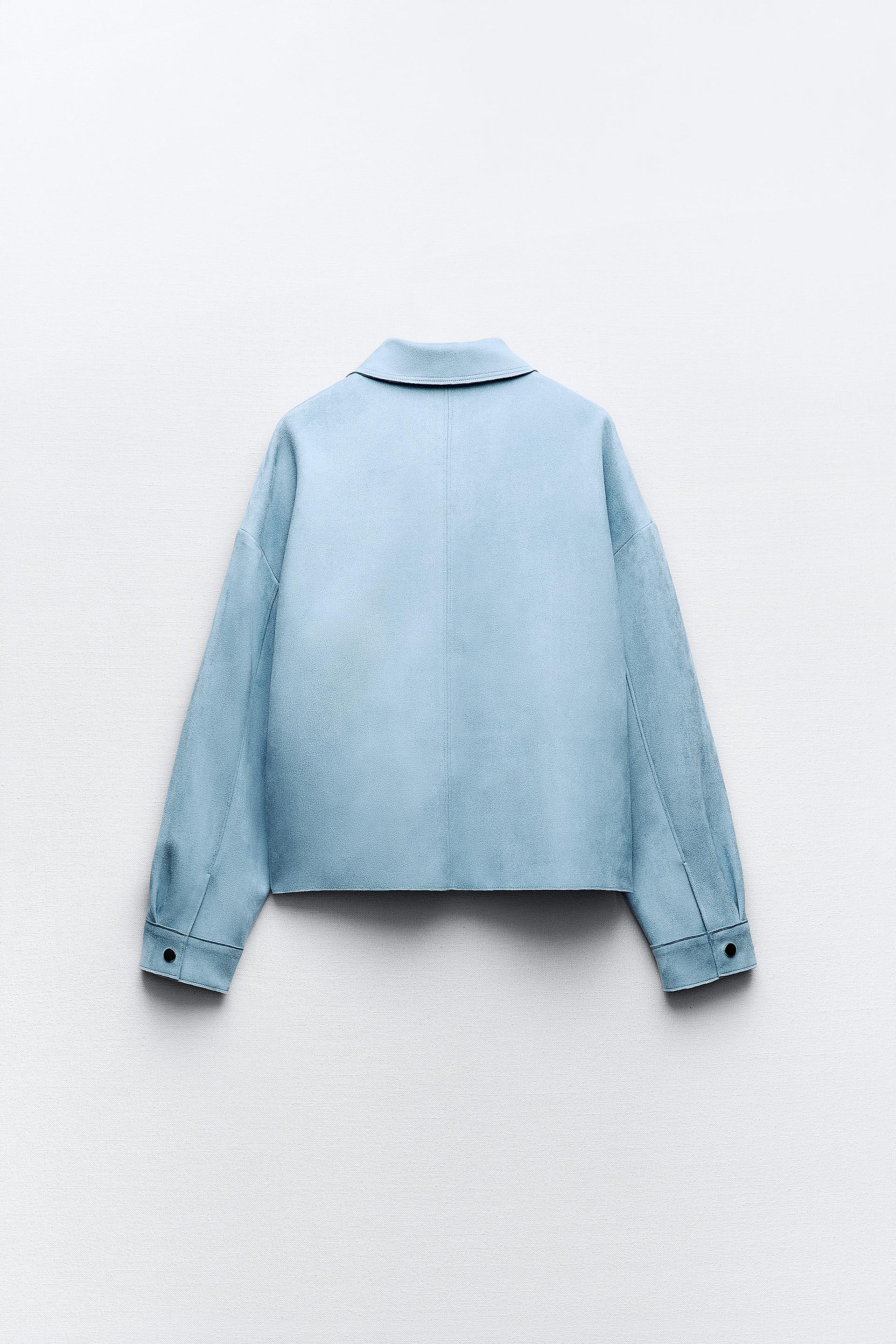 FAUX SUEDE JACKET - Sky blue