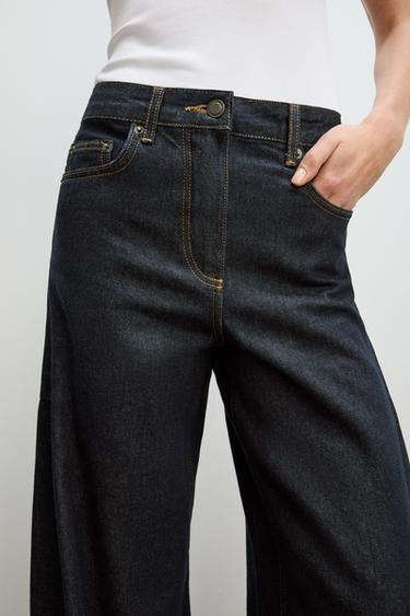 Zara ZW COLLECTION MID-RISE BALLOON JEANS - Blue
