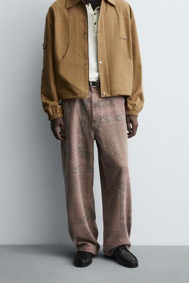 بنطلون باجي فضفاض بطبعة باندانا - مطبوع الخاص بـ Zara