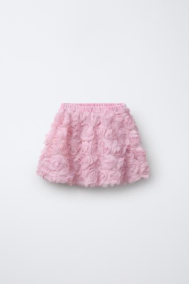 FLORAL TEXTURED SKIRT - Pink by Zara - Image 0