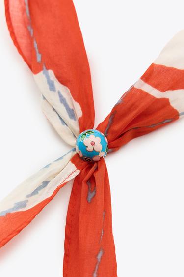PRINTED BANDANNA CHERRY blossom PIECE - Red by Zara - Image 3