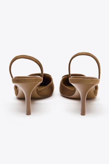Zara SLINGBACK APPLIQUÉ HEELS - Brown