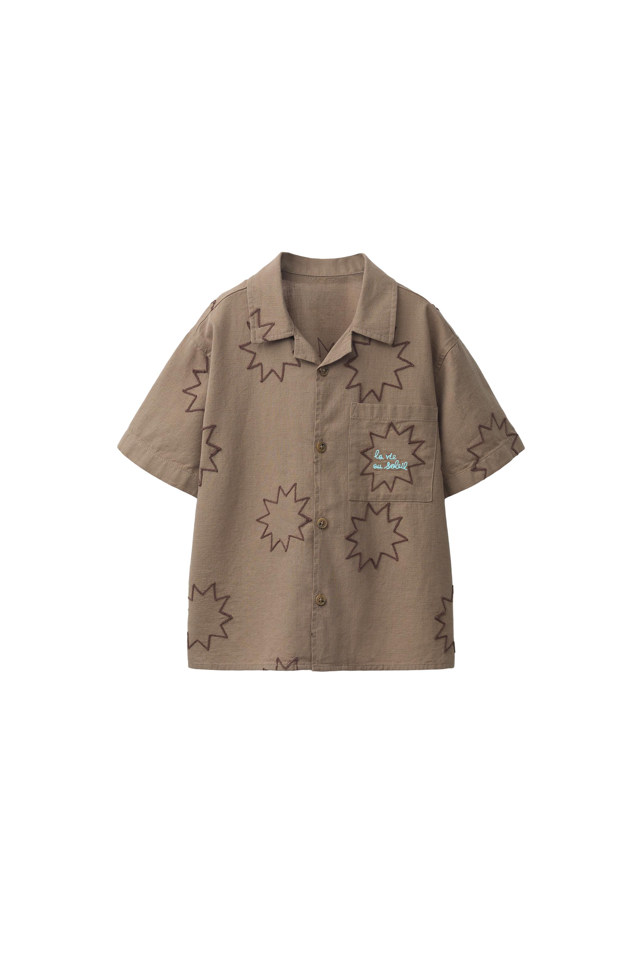 EMBROIDERED SUNS SHIRT - Brown | ZARA United States