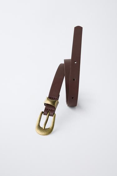 CINTURÓN EFECTO PIEL - Marrón de Zara