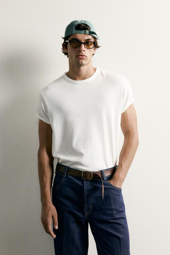 T-SHIRT DÉLAVÉ REGULAR FIT - Blanc cassé de Zara - Image 1