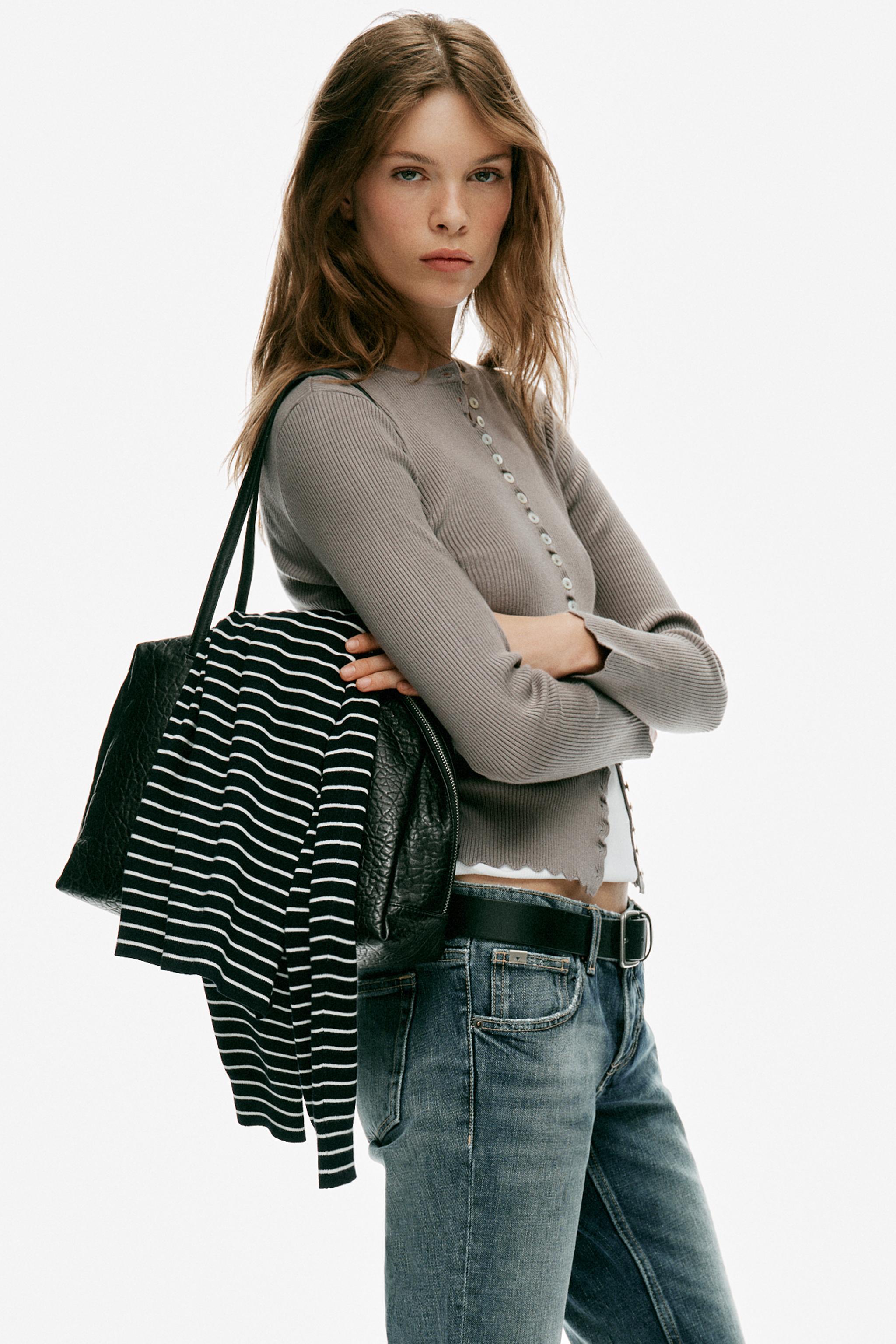 Zara ÇİZGİLİ FİTİLLİ ÖRGÜ HIRKA görsel 4