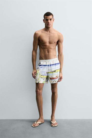 CALÇÃO DE BANHO MÉDIO ESTAMPAS FILIPE JARDIM X ZARA - Multicolor da Zara - Imagem 0