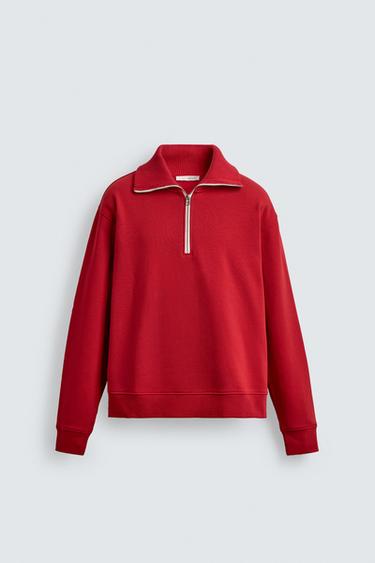SUDADERA CUELLO CREMALLERA - Rojo de Zara