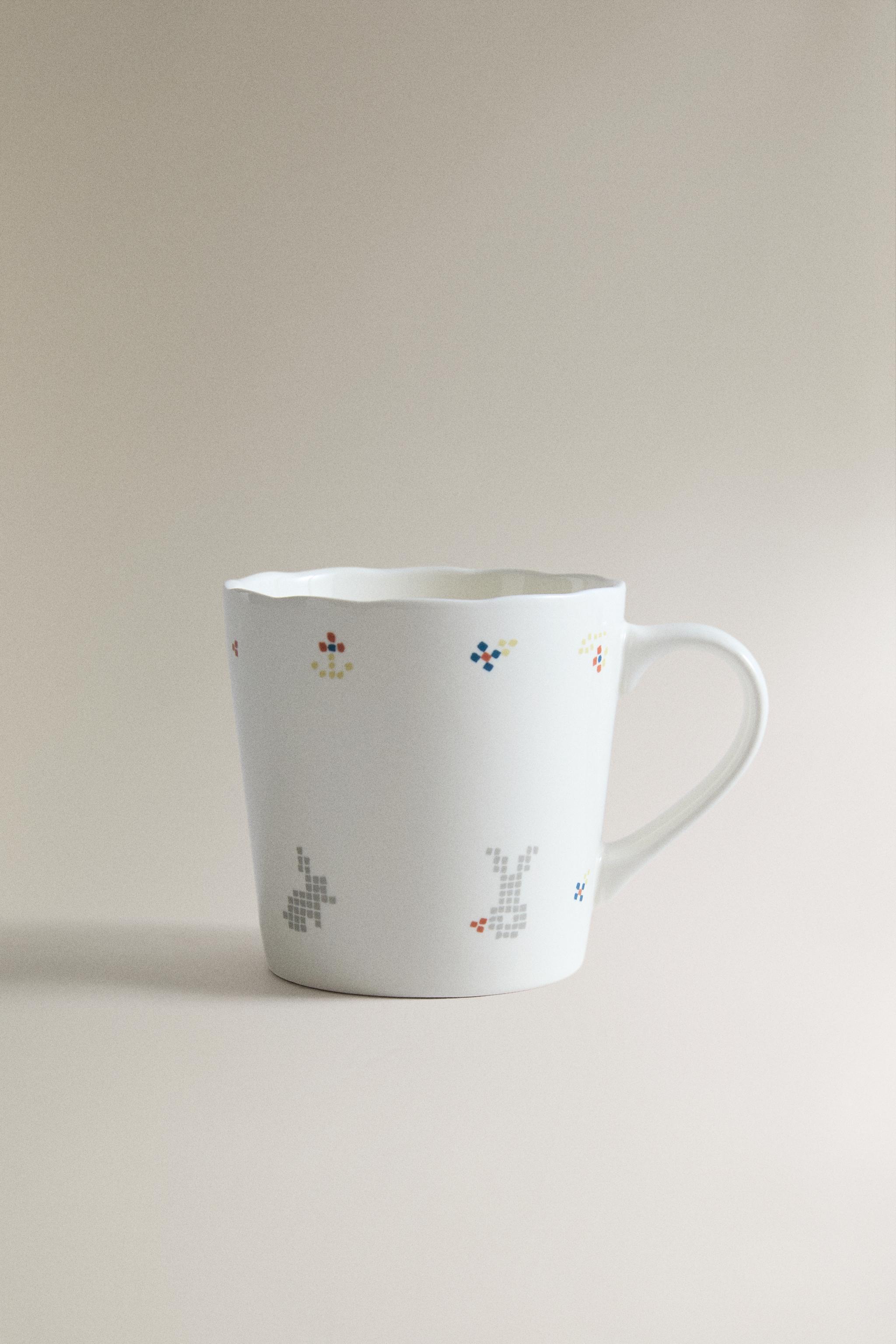 CHILDREN'S PORCELAIN MUG WITH RABBITS — Multicoloured