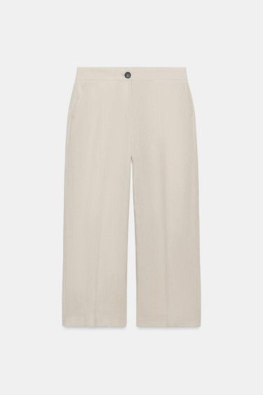 LINEN BLEND CULOTTES - Light beige by Zara - Image 0