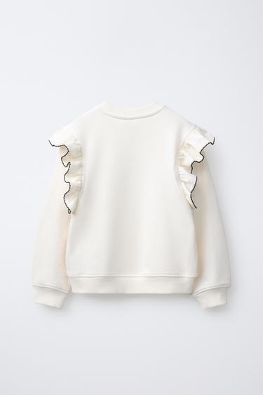 SWEAT À VOLANTS SURPIQÛRES - Écru de Zara - Image 1
