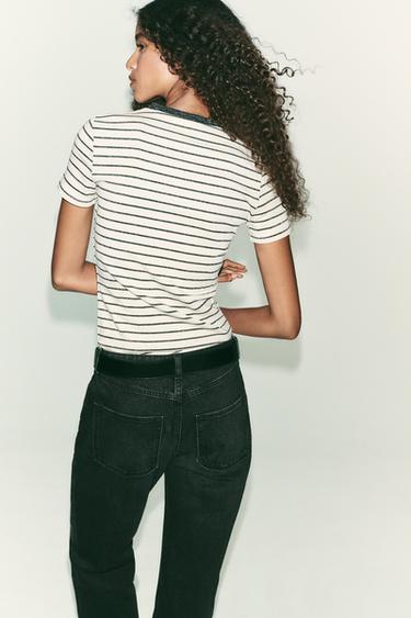 METALLIC THREAD CHUNKY KNIT T-SHIRT - Golden by Zara - Image 3