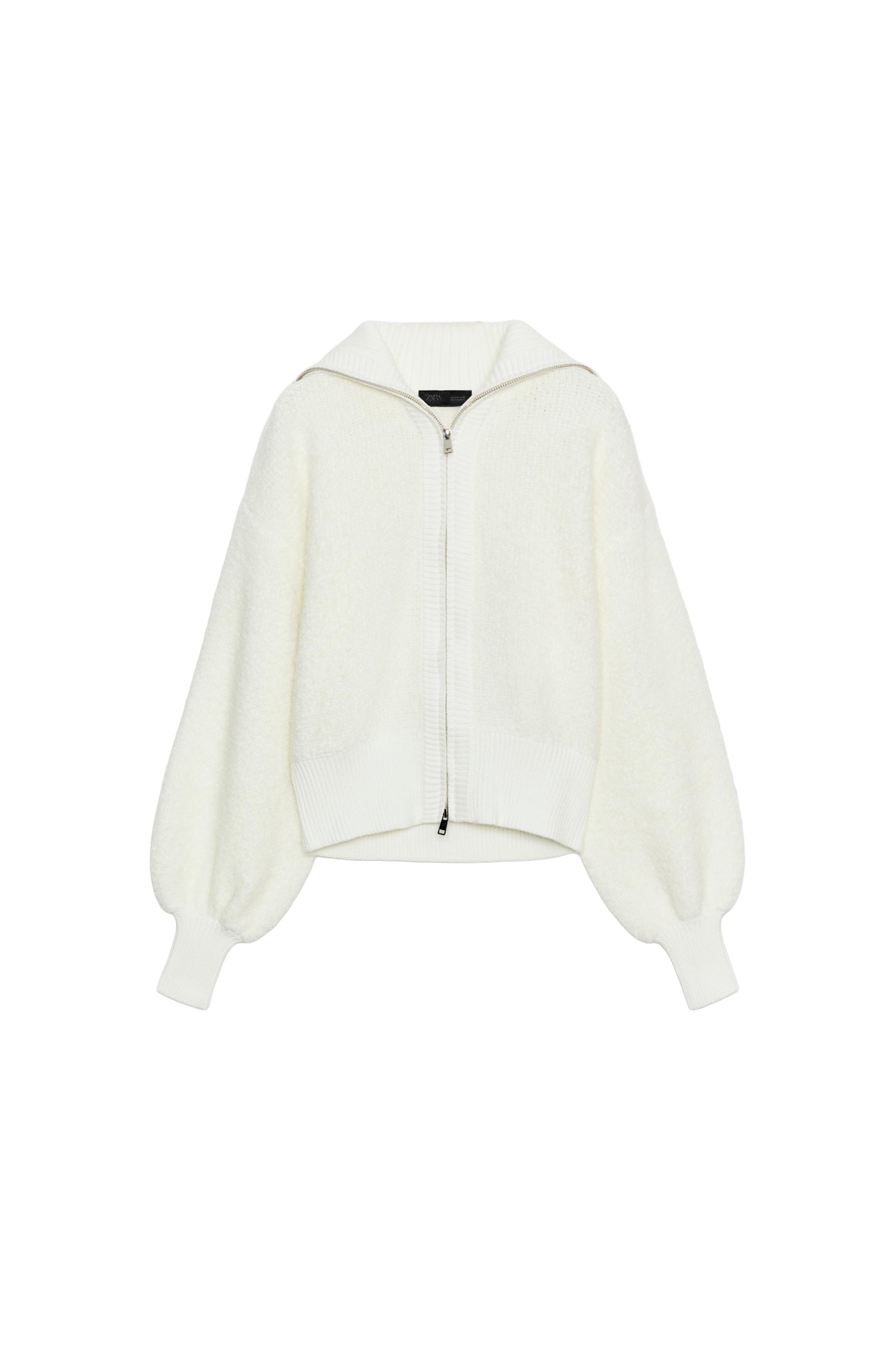 トップス 2000s zip up short knit cardigan ZIP-UP KNIT CARDIGAN - Oyster-white | ZARA South Africa