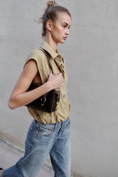 COLLARED TOP - Mid-camel by Zara - Image 4