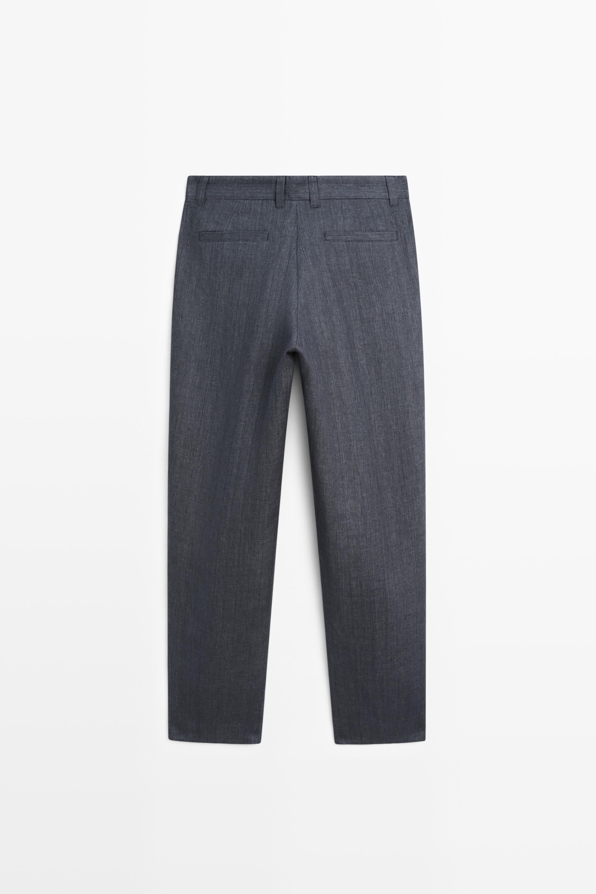 100% linen striped pants