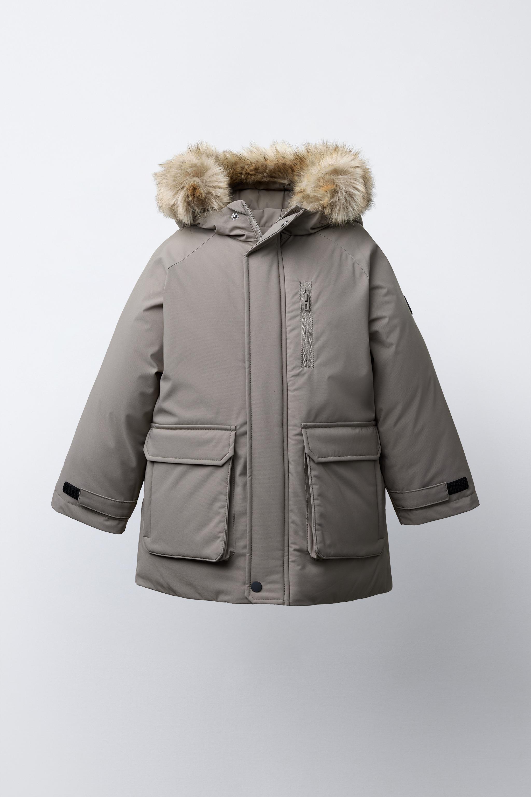 WATER REPELLENT PARKA WITH REMOVABLE FAUX FUR HOODIE