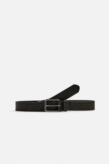 CRACKLED LEATHER BELT - Brown by Zara