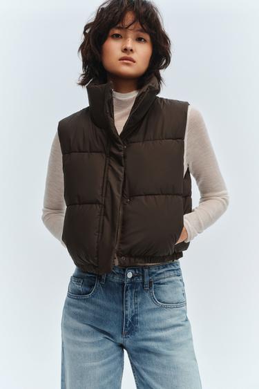 RUBBERISED PADDED GILET - Dark brown by Zara