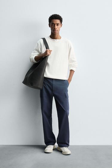 ნაქსოვი მაისური ბამბა - კანაფი - Zara-ს Oyster-white