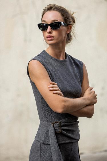 TOP DOUX À BOUCLE - Gris chiné de Zara - Image 3