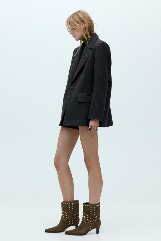 Botas De Tacón Con Cristales ZARA Mujer Plateado, Brillantes Y Elegantes