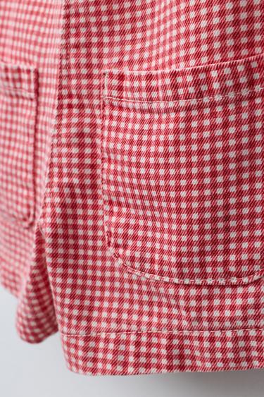 GINGHAM CHECK TWILL PLAYSUIT - Red by Zara - Image 2