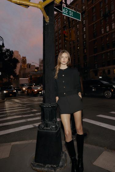 CHAQUETA PUNTO HOMBROS MARCADOS - Negro de Zara - Imagen 0