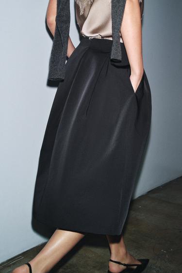ZW COLLECTION VOLUMINOUS PLEATED SKIRT - Black by Zara