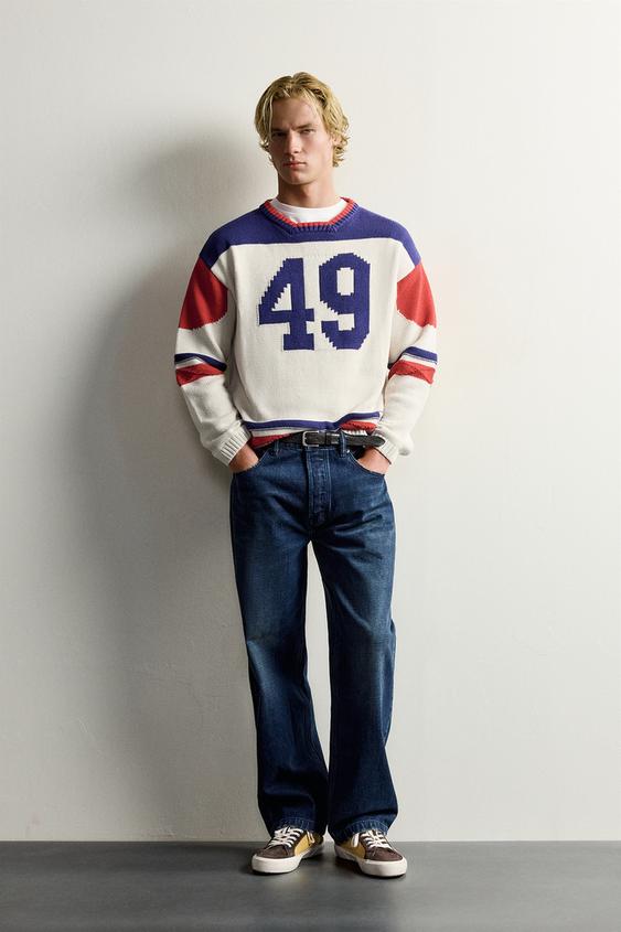 VINTAGE HOCKEY JACQUARD RELAXED FIT JUMPER - Ecru by Zara - Image 0