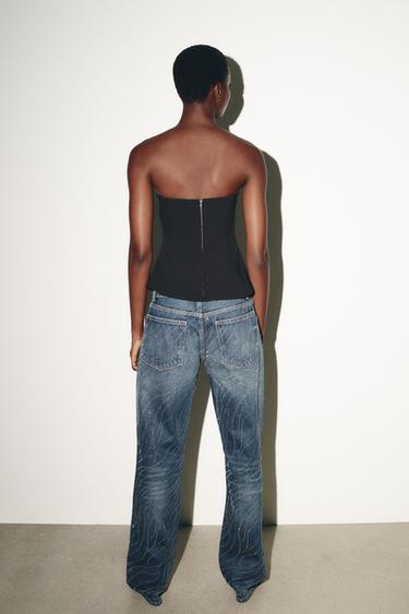 TOP BUSTIER À BRILLANTS - Noir de Zara - Image 3