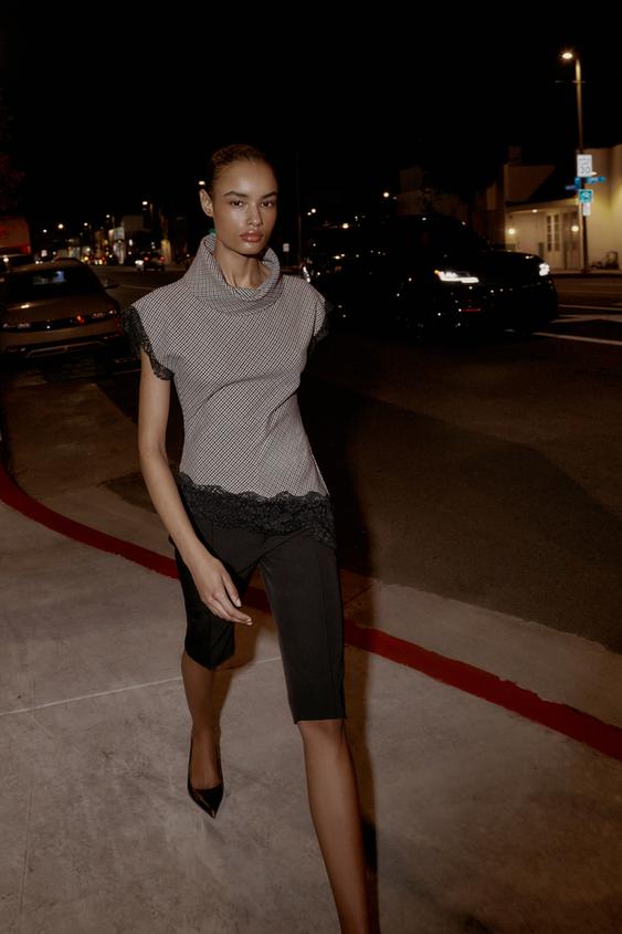 HOUNDSTOOTH LACE TOP