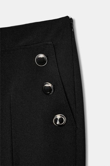 FLARE TROUSERS WITH BUTTONS - Black by Zara - Image 9