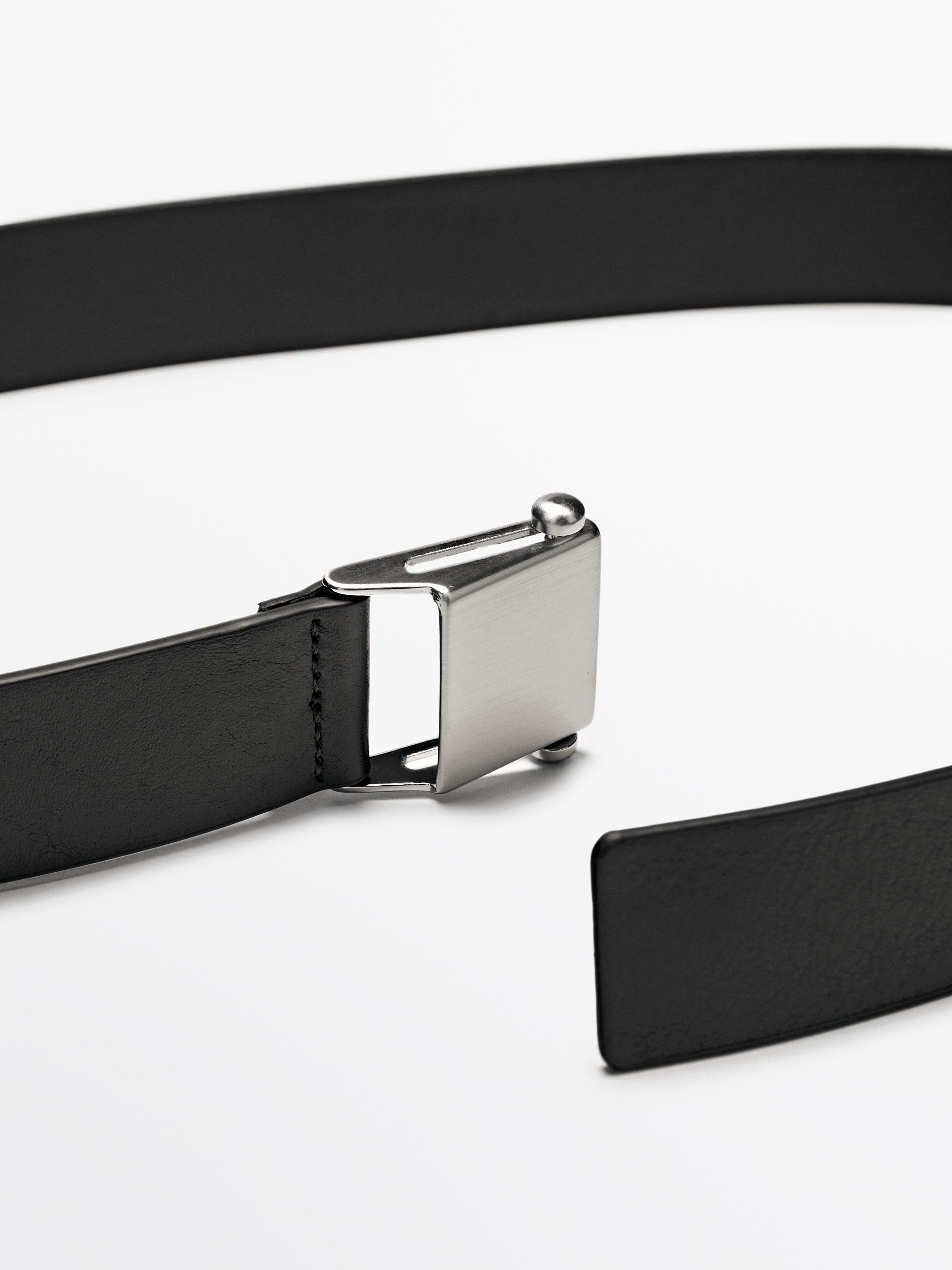 Nappa leather belt with buckle loop - LIMITED