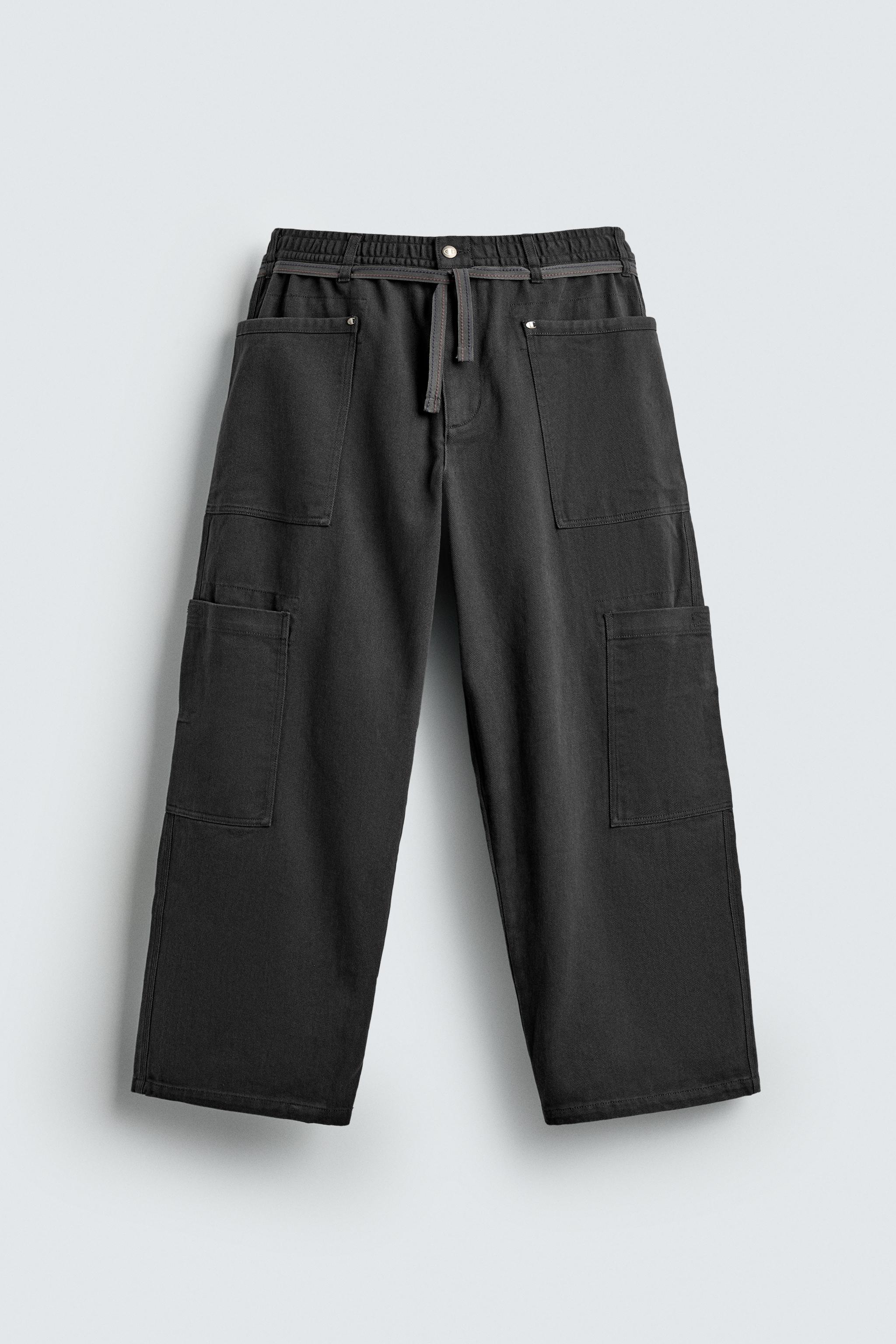 CHAMPION ® X ZARA DRAWSTRING CARGO PANTS - Anthracite Gray | ZARA