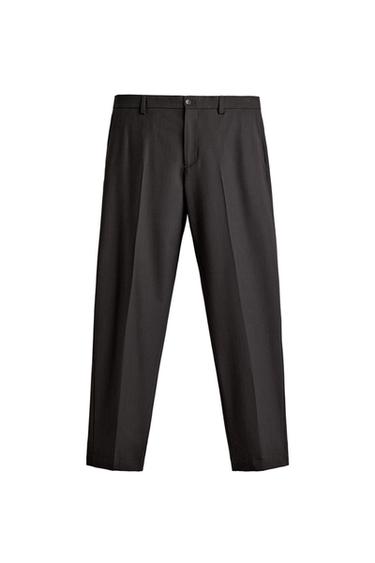 STRIPED SUIT REGULAR FIT TROUSERS - Dark brown by Zara