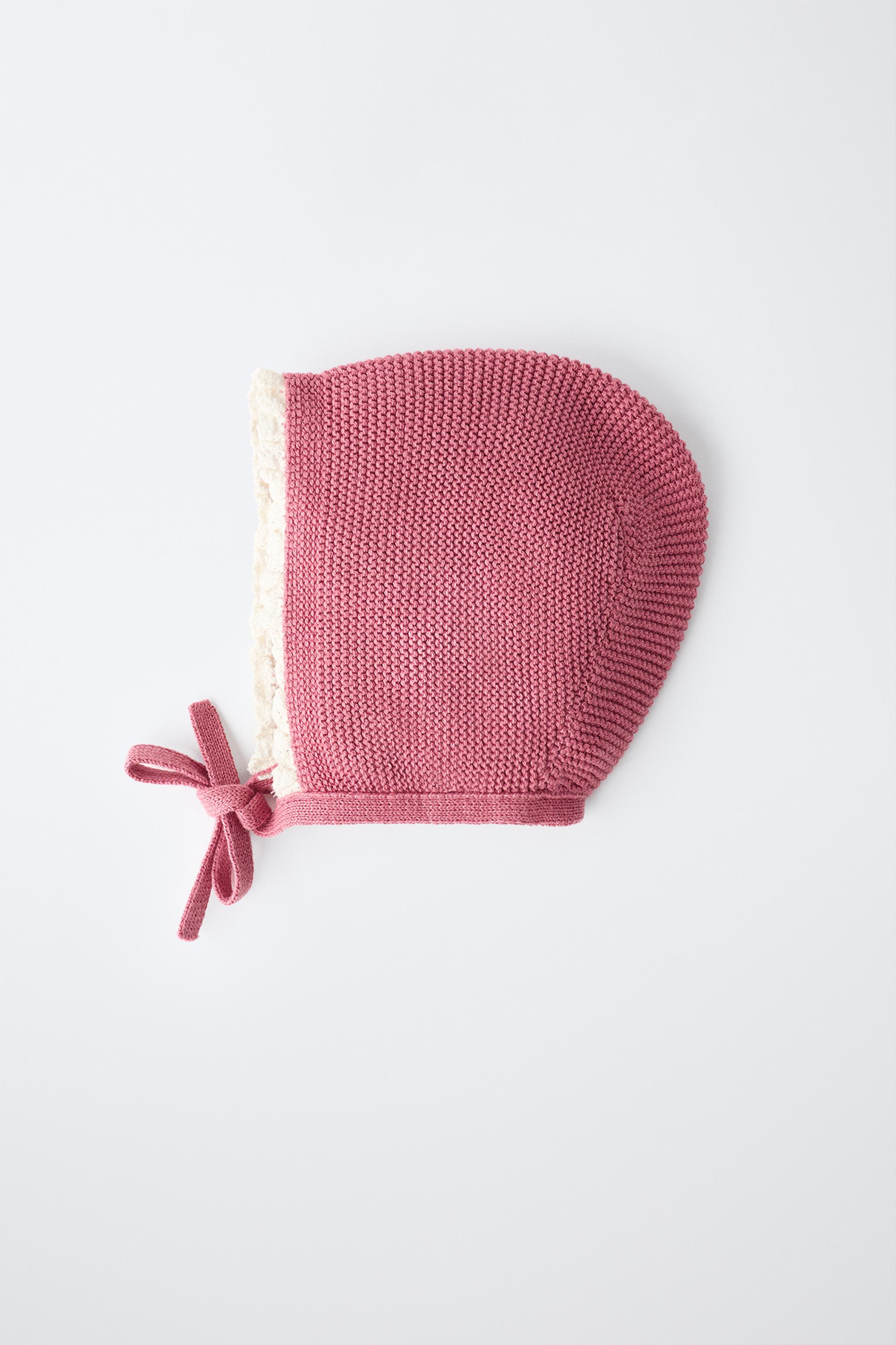 Детские свитеры Zara CONTRAST LACE KNIT BONNET — фото 4