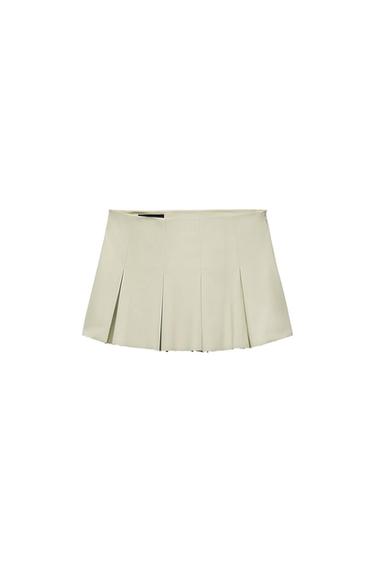 LEATHER EFFECT BOX PLEAT MINI SKIRT