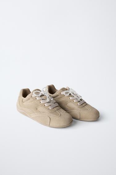 TRAINERS WITH BEADED CLIPS - Brown by Zara - Image 1