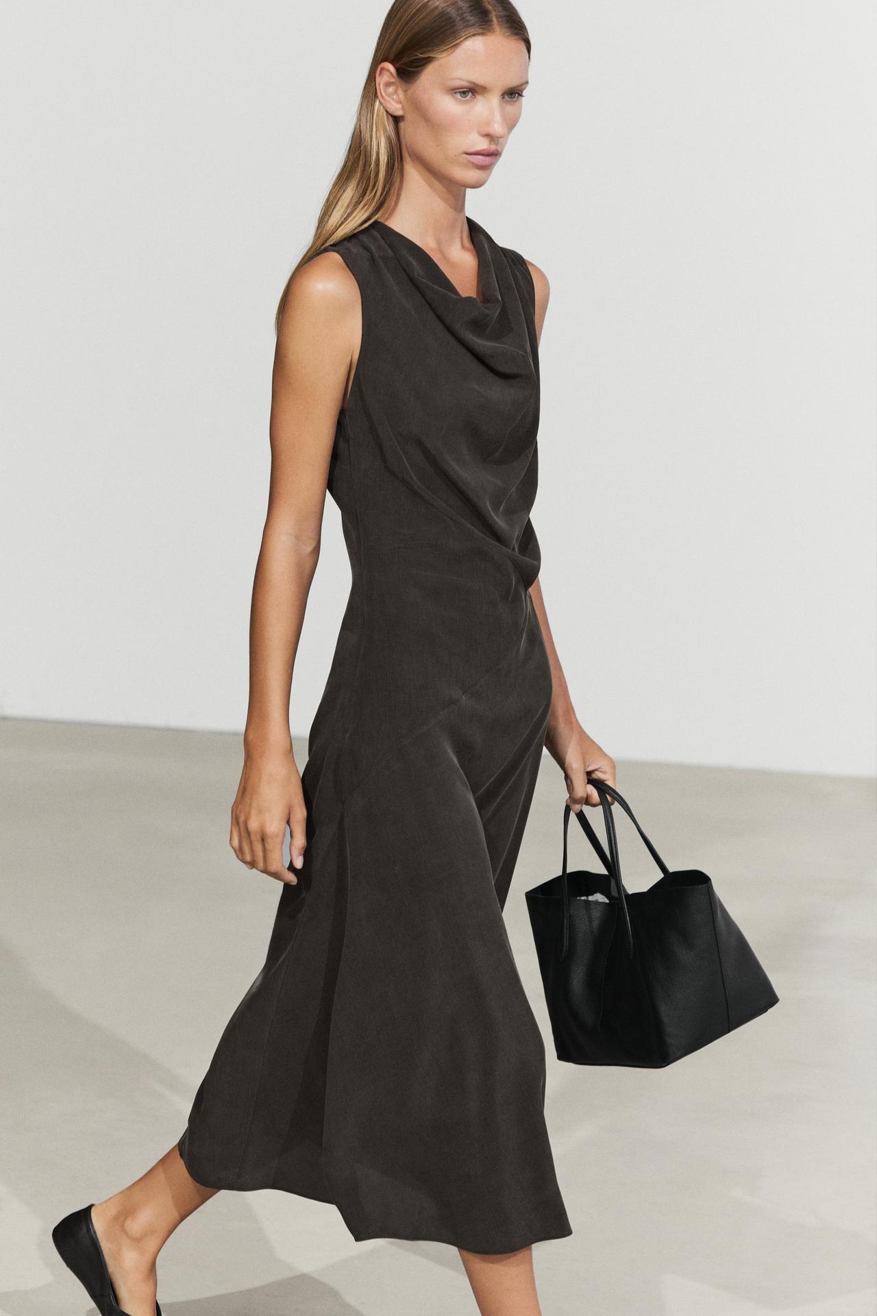 Draped detail midi dress — Chocolate