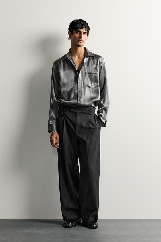 CAMISA FLUIDA EFECTO BRILLO - Plata de Zara - Imagen 0