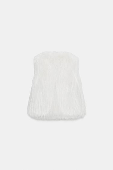 ZW COLLECTION FAUX FUR WAISTCOAT - White by Zara - Image 3