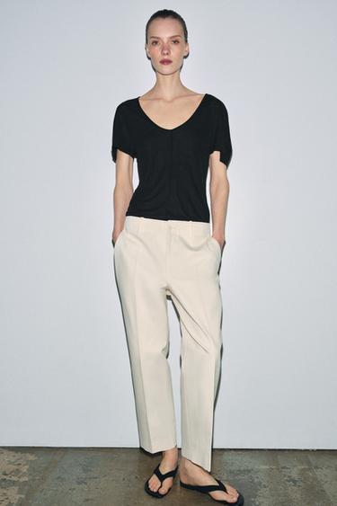 PANTALON CROPPED ZW COLLECTION - Écru de Zara - Image 4