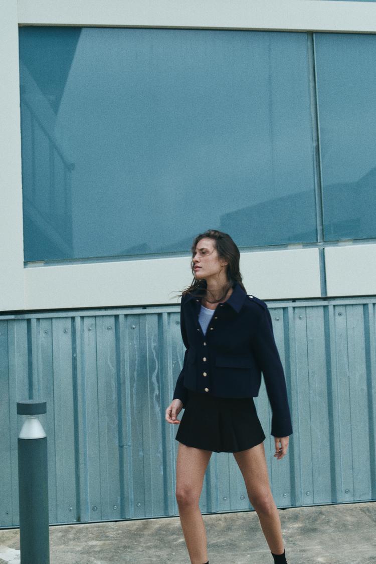 ネイビーショートジャケット （BLAMINK(ブラミンク)｜ウールカシミヤ  