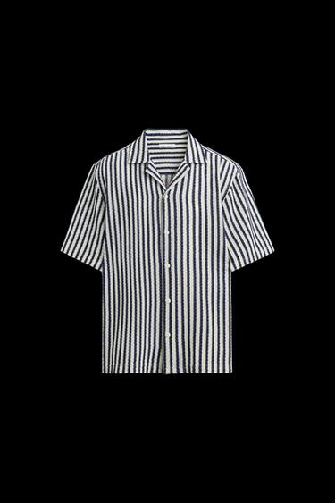 CAMISA JACQUARD GEOMÉTRICO - Marino de Zara - Imagen 0