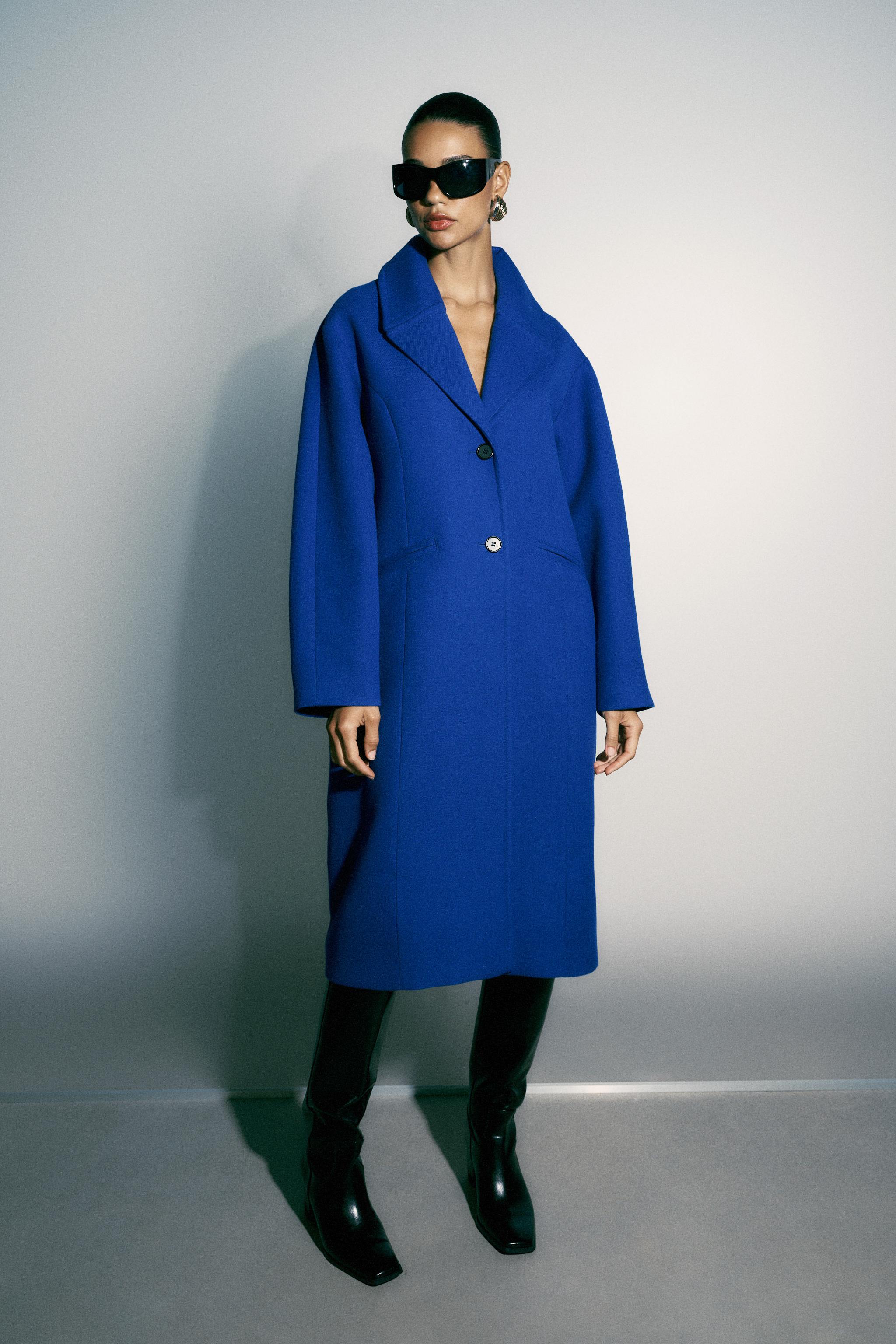 オーバーサイズドロップスリーブコート - 濃青 | ZARA Japan / 日本