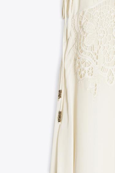 ZW COLLECTION ASYMMETRIC CROCHET DRESS - Ecru by Zara - Image 8