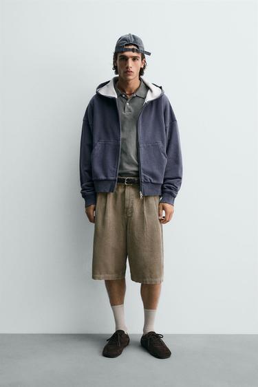 LIMITED EDITION WIDE-LEG CORDUROY BERMUDA SHORTS - Mink by Zara