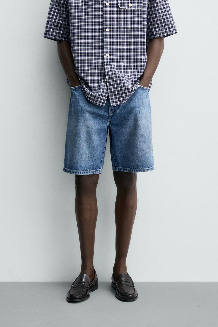 ZARA REGULAR FIT DENIM BERMUDA SHORTS